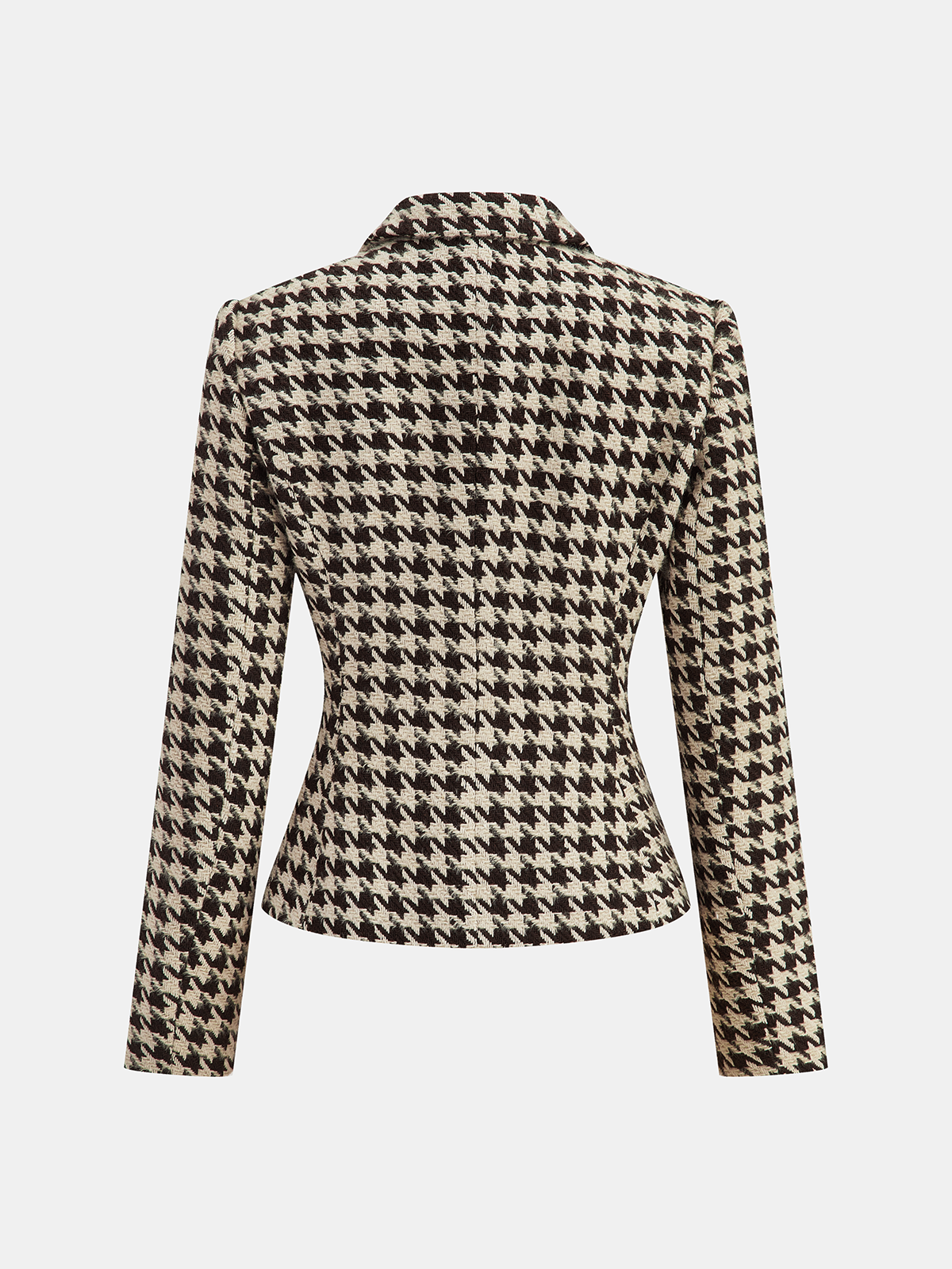Metal Button Houndstooth Tweed Blazer for Women Classic Business Casual Coat