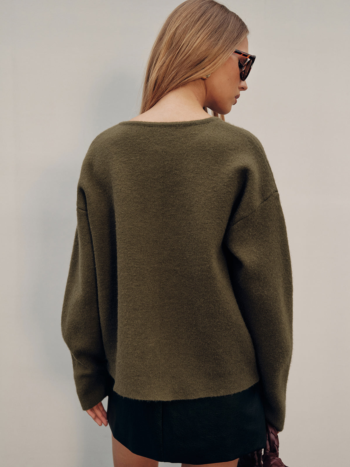 Button-Front Knit Cardigan with Scarf Detail, Cozy Long Sleeve Layering Sweater