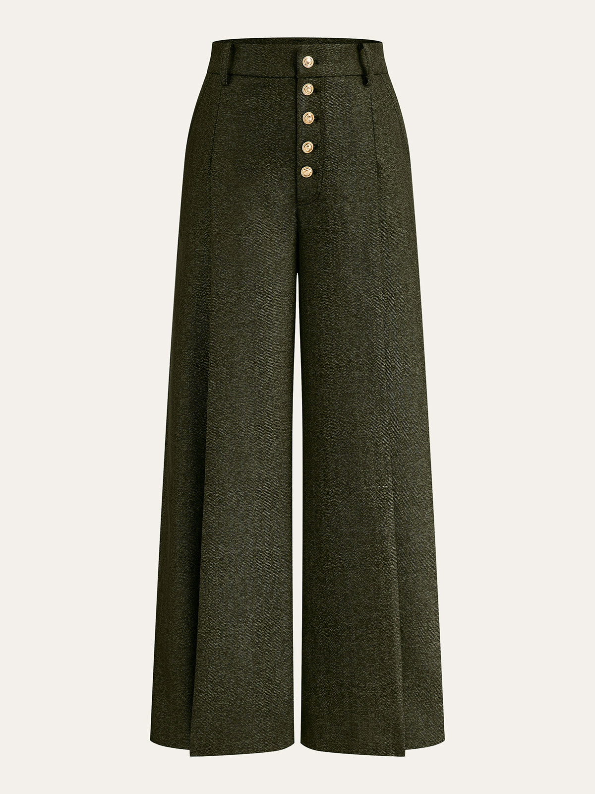 High-Waisted Button-Front Wide-Leg Pants for Women Trendy Casual Fit