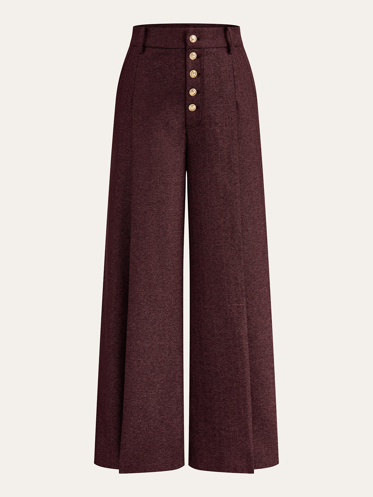 High-Waisted Button-Front Wide-Leg Pants for Women Trendy Casual Fit