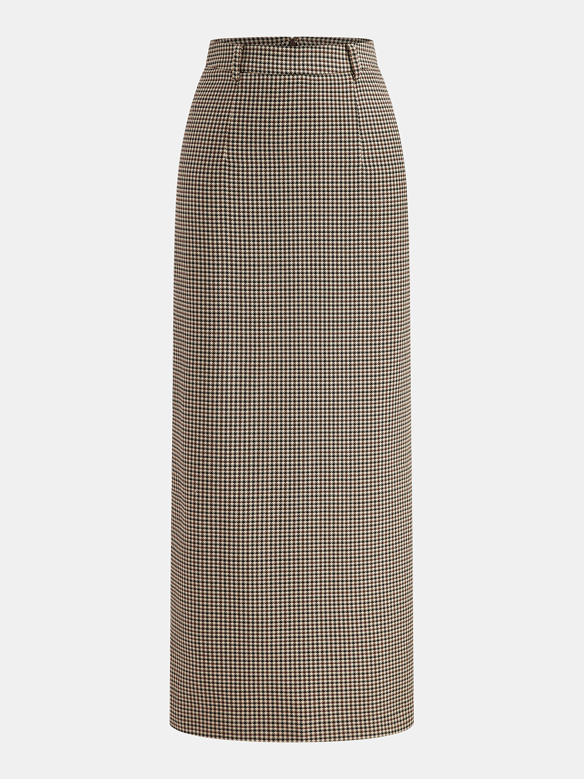 Houndstooth Midi Pencil Skirt Office Workwear Essential