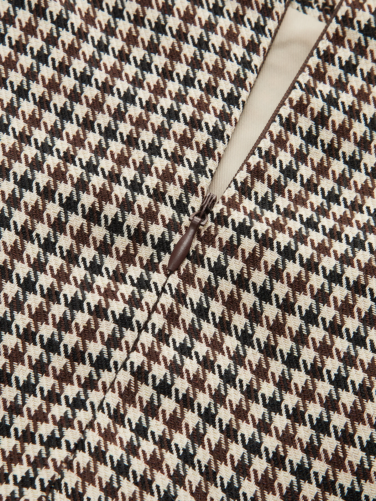 Houndstooth Midi Pencil Skirt Office Workwear Essential