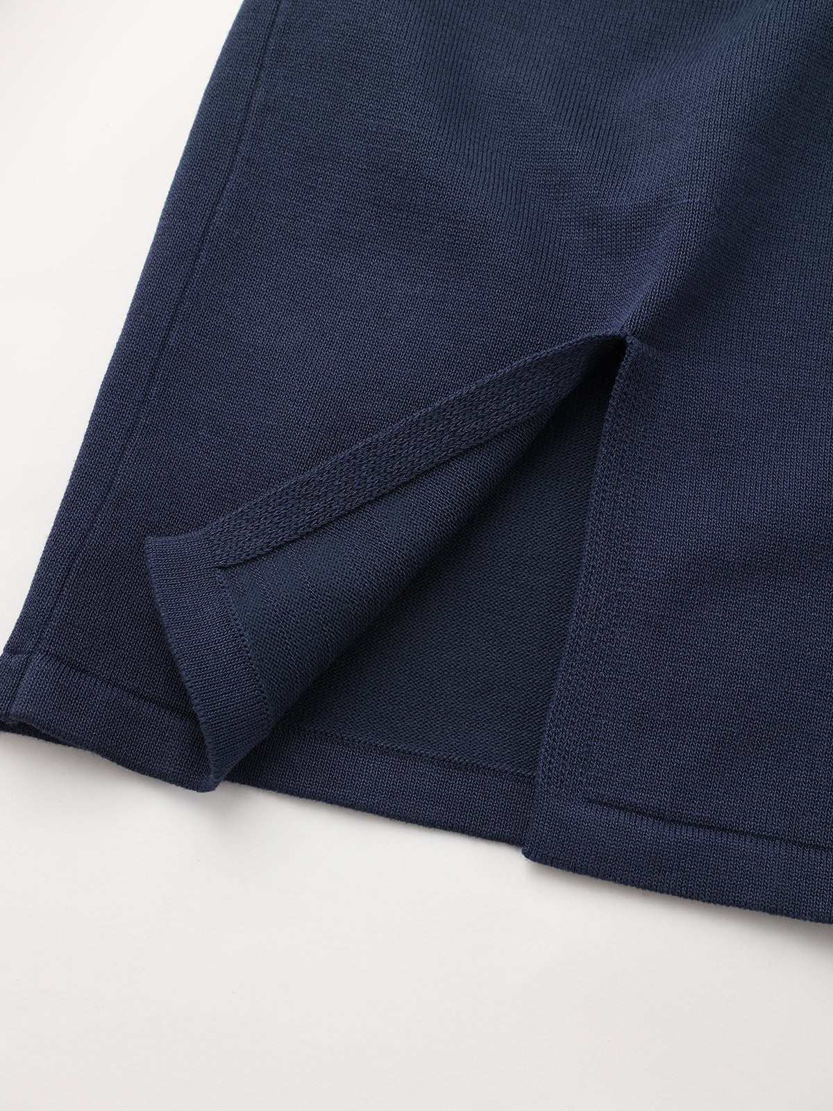 Knit V-Neck Cardigan and Slit Pants Set with Belt Tie Detail