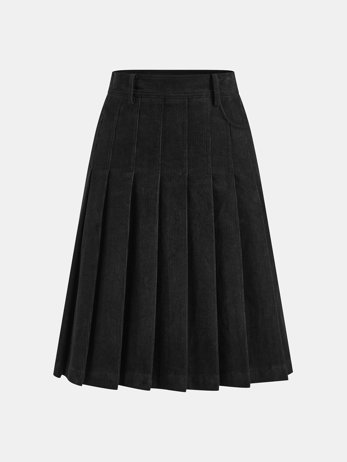 Pleated Corduroy Midi Skirt Women's Casual Fall Fashion