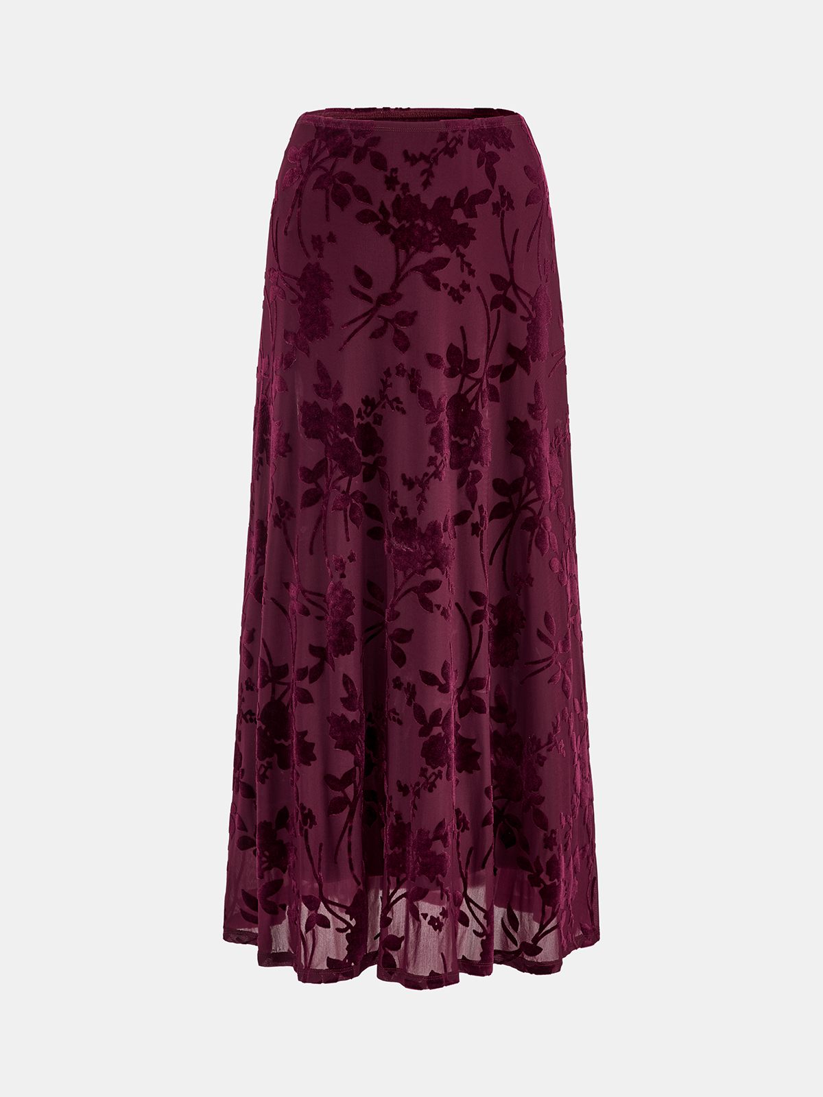 Floral Jacquard Mesh Maxi Skirt for Women Spring Collection