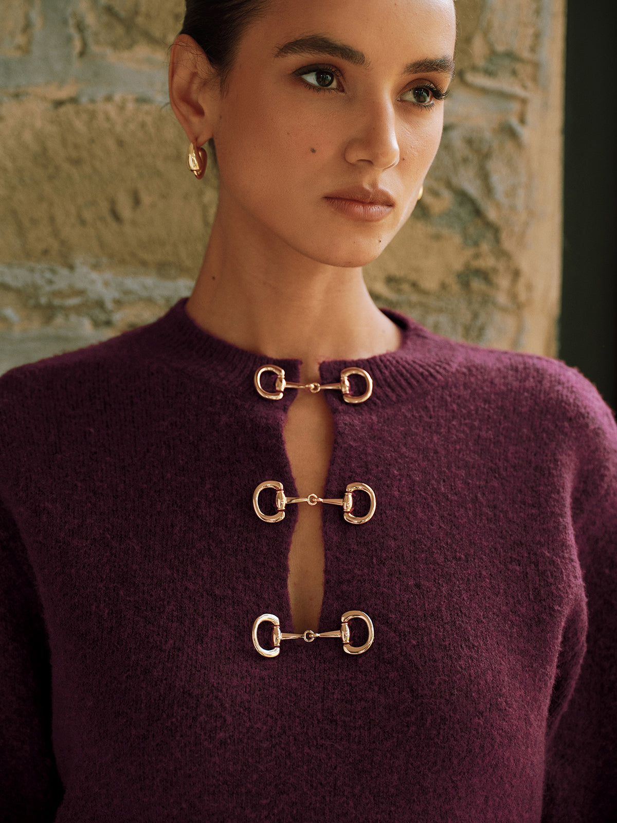 Horsebit Detail Long Sleeve Sweater Fashion Trend Essentials