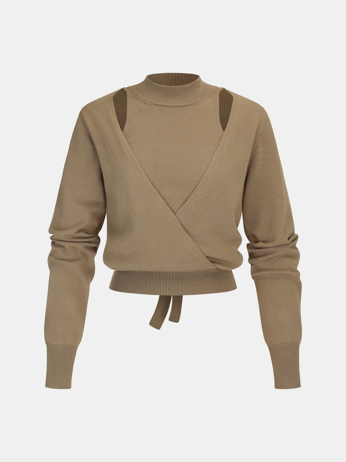 Cut-Out Shoulder Tie-Back Sweater | Women's Fashion Cozy Knit Tops