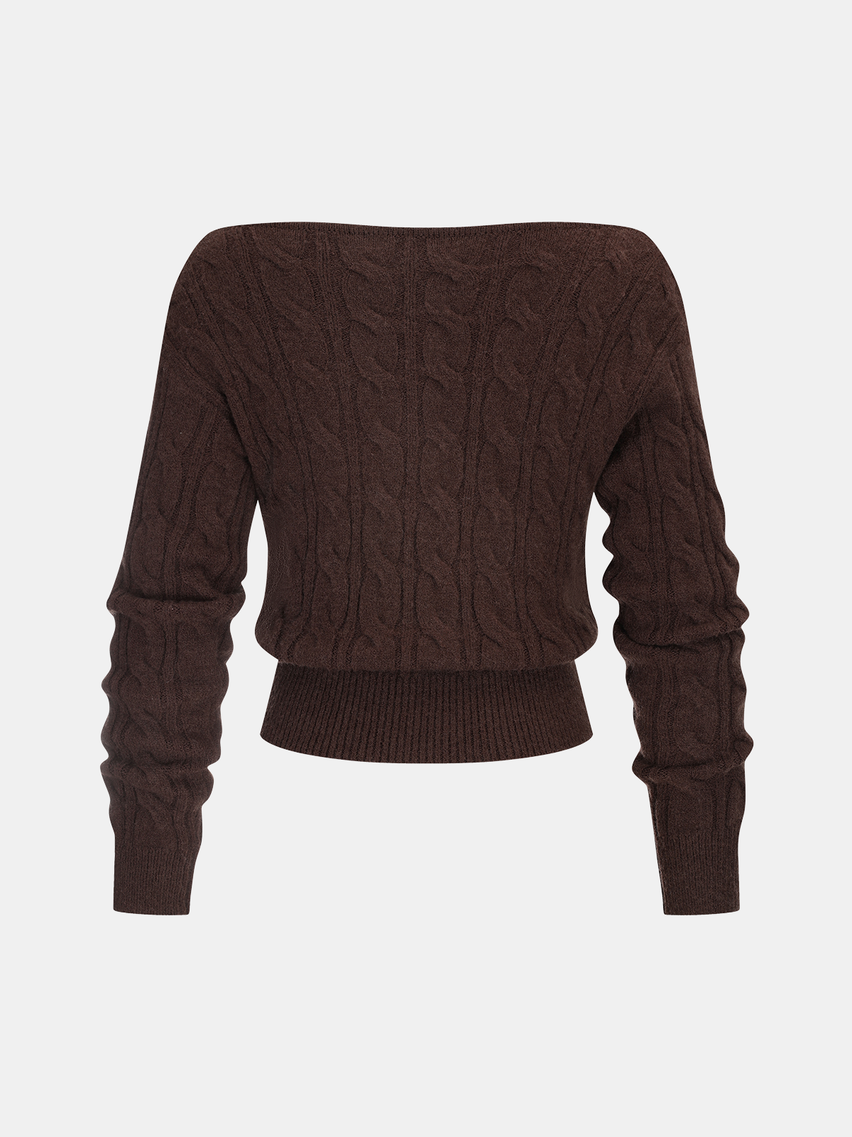 Cross-Front V-Neck Cable Knit Sweater for Women with Cozy Long Sleeves