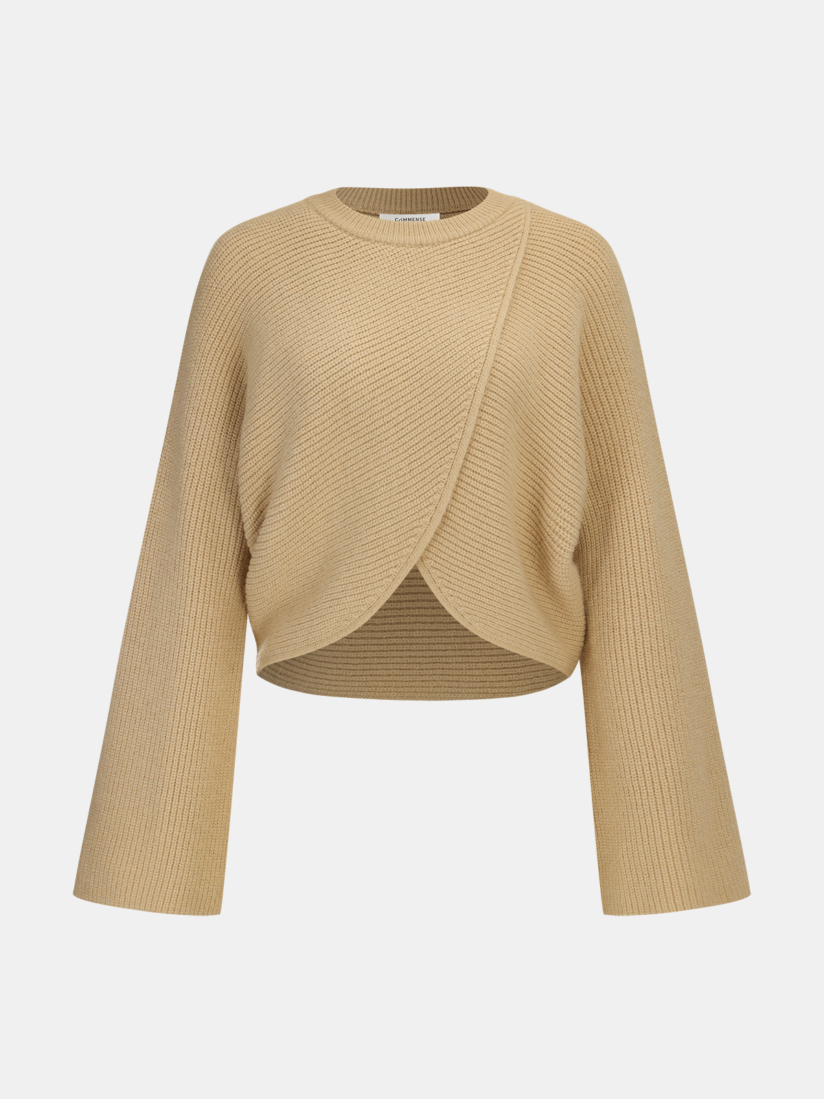 Asymmetric Wrap Knit Sweater Cozy Long Sleeve Pullover