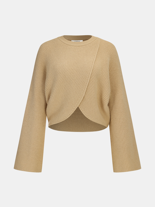 Asymmetric Wrap Knit Sweater Cozy Long Sleeve Pullover