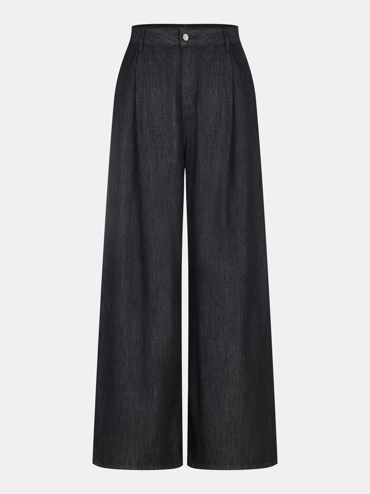 High-Waist Denim Extra Long Wide-Leg Pants for Women with Elastic Waistband