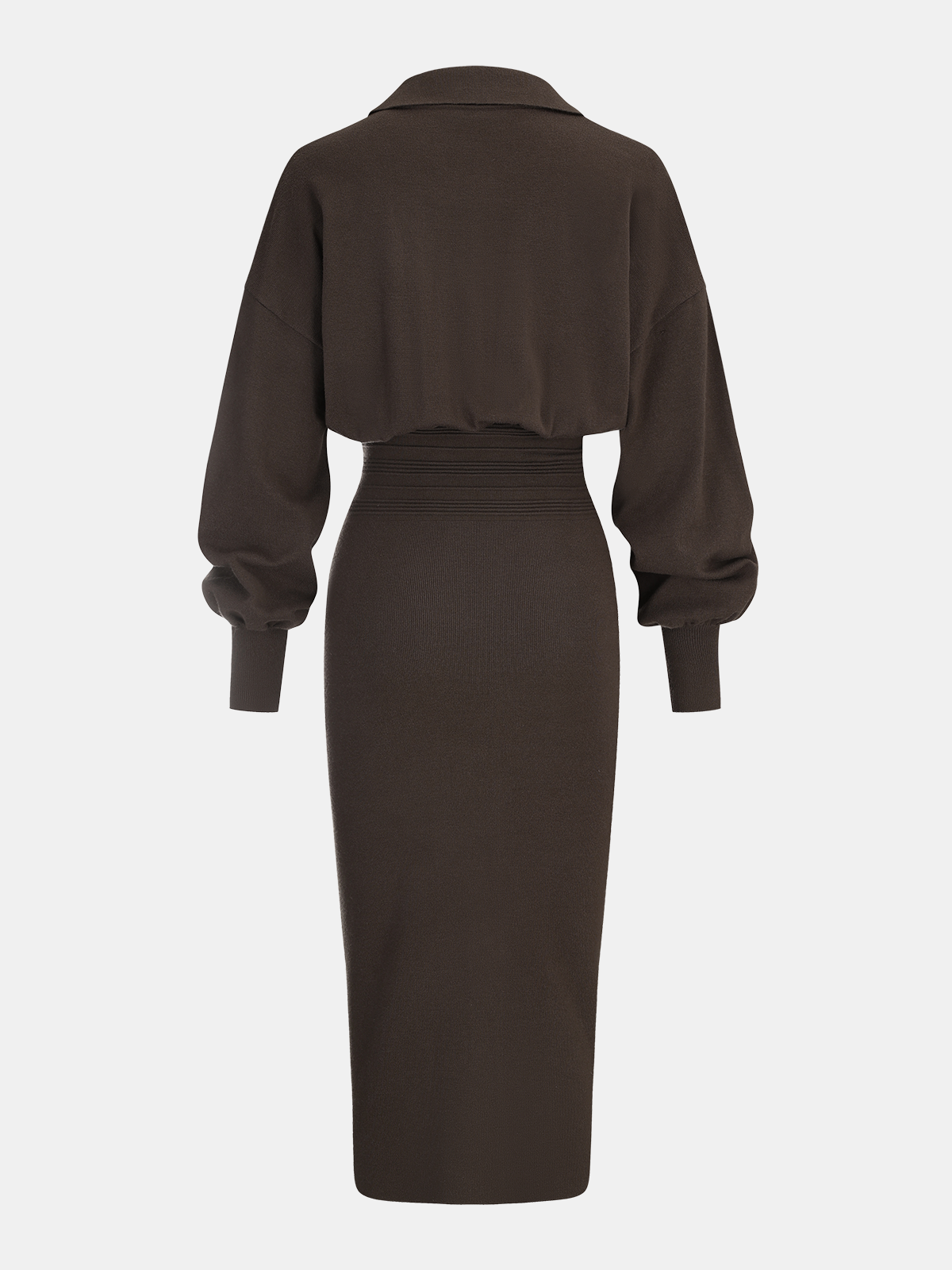 Cinched Waist Knit Shirt Dress - Comfortable Everyday Midi Style