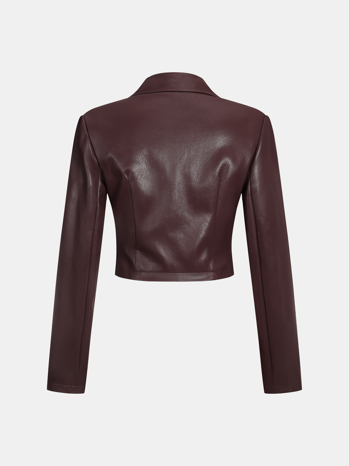 Collared Faux Leather Cropped Cross-Front Top Stylish Modern Women's Fashion