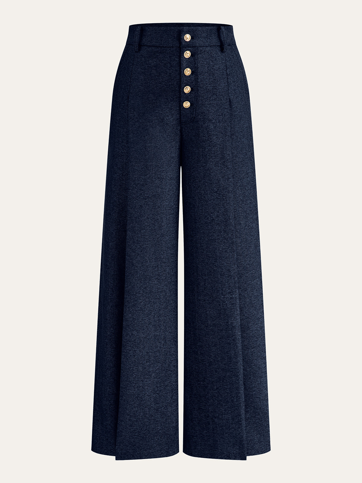 High-Waisted Button-Front Wide-Leg Pants for Women Trendy Casual Fit