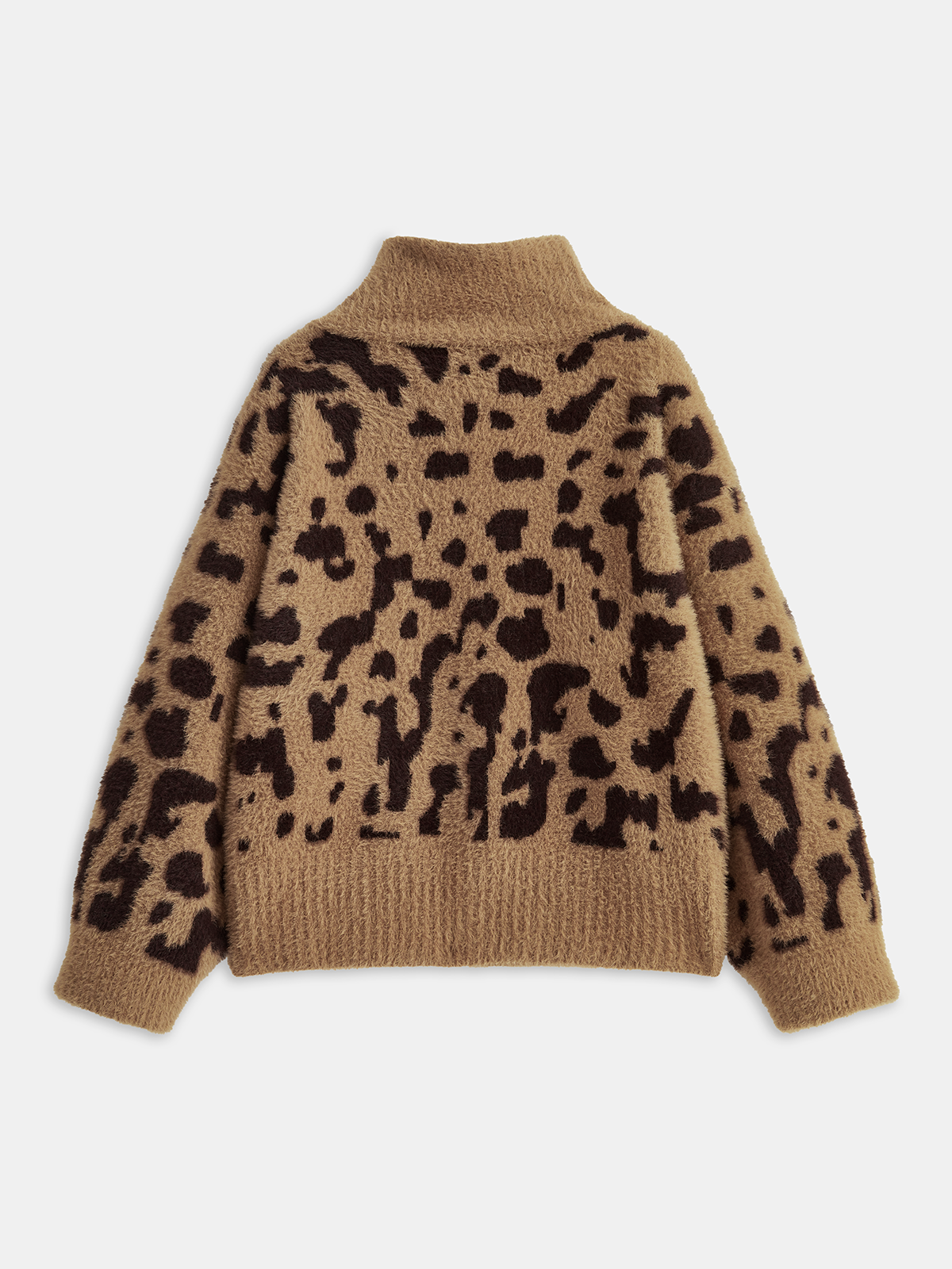 Leopard Print Fuzzy Knit Cardigan Women's Casual Outerwear