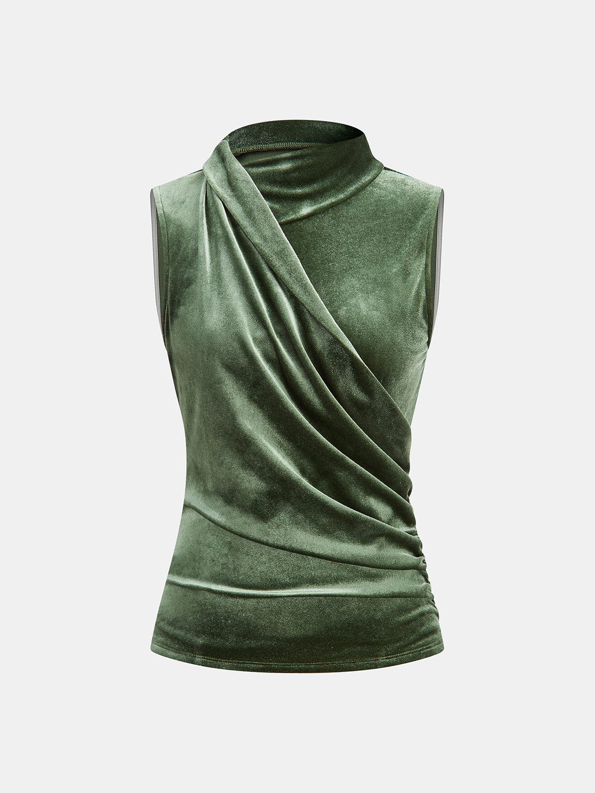 Velvet Draped Sleeveless Top for Evening Wear