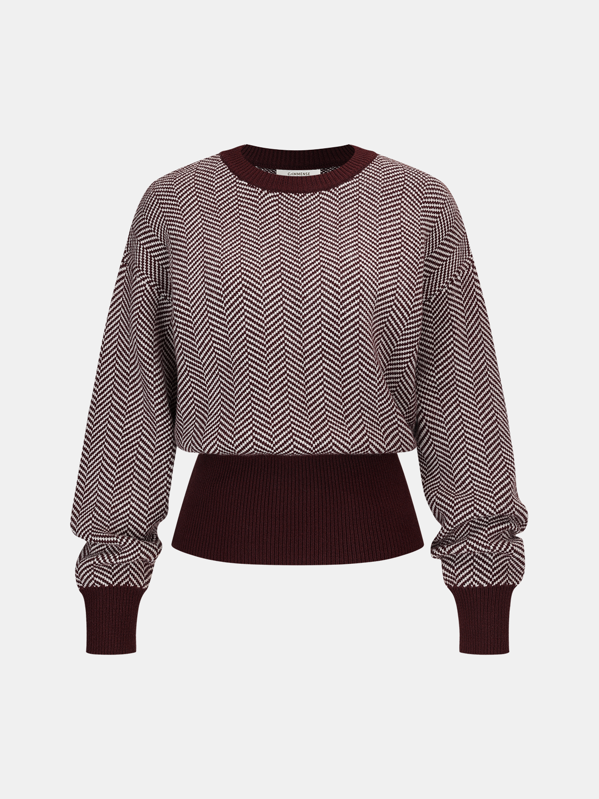 Cinched Waist Herringbone Sweater for Women Trendy Fall Fashion