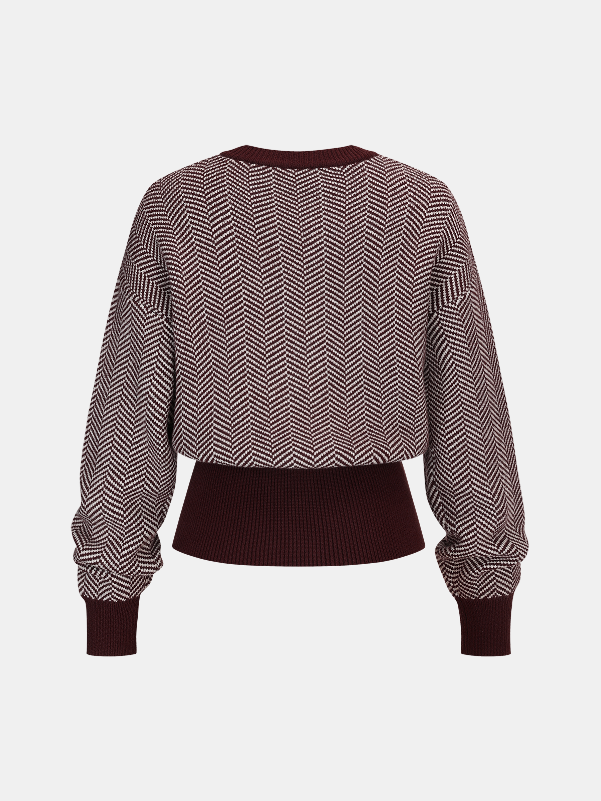 Cinched Waist Herringbone Sweater for Women Trendy Fall Fashion
