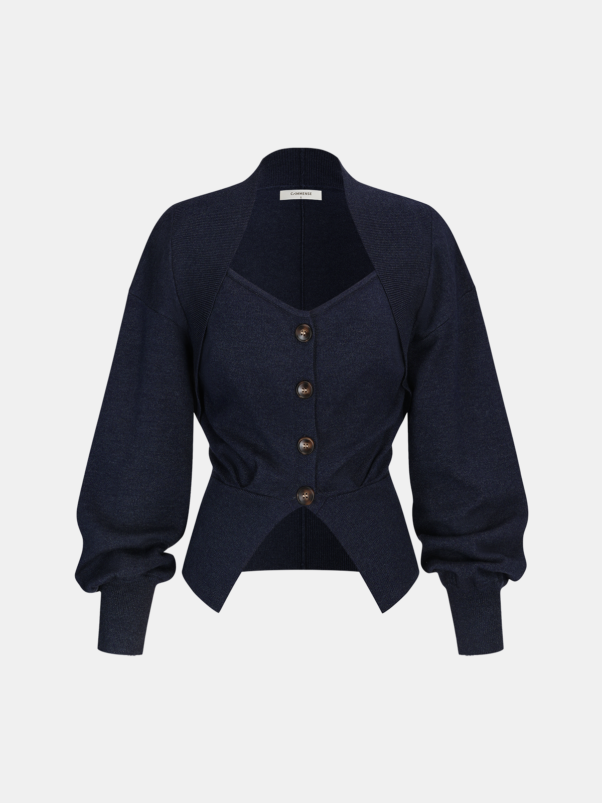 Cinched Waist Button-Front Knit Cardigan Cozy Long Sleeve Sweater