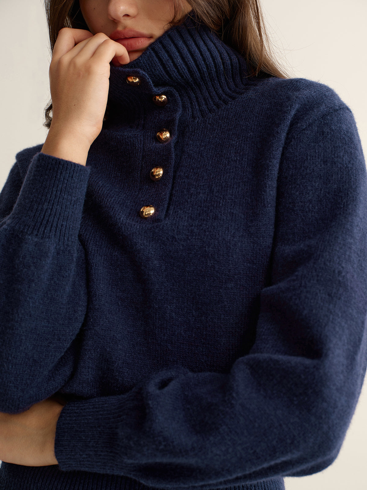 Metal Button Polo Sweater - Stylish Casual Knitwear Essentials
