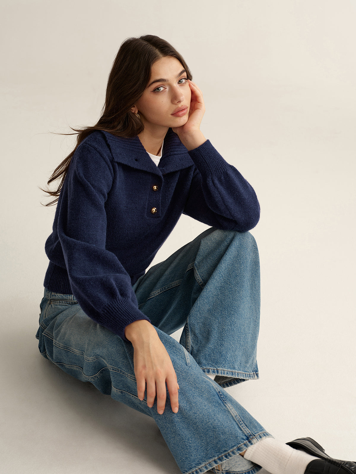 Metal Button Polo Sweater - Stylish Casual Knitwear Essentials