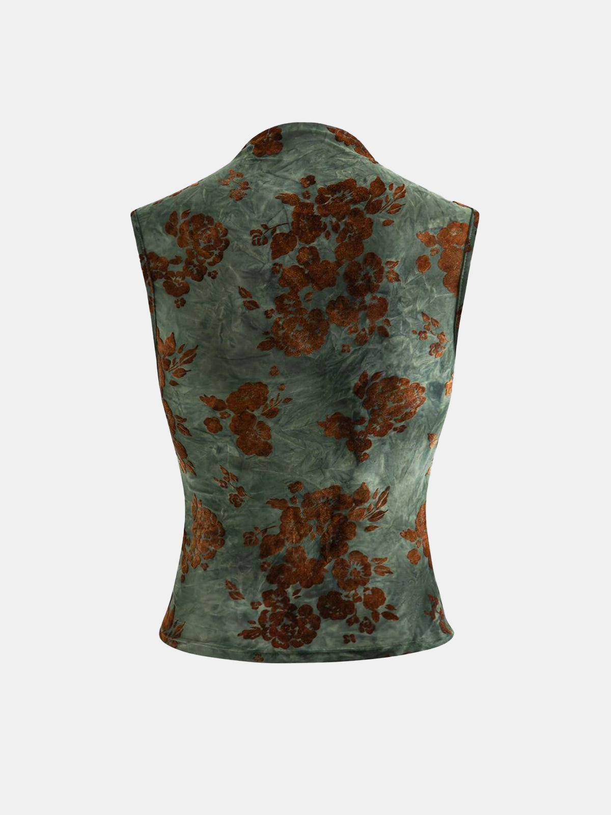 Floral Jacquard Ruched Sleeveless Top for Women Summer Casual Wear