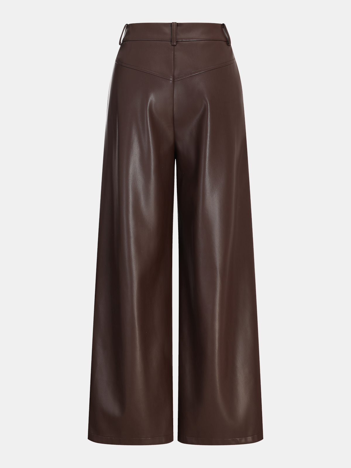 Faux Leather Wide-Leg Pants for Women Trendy High Waist