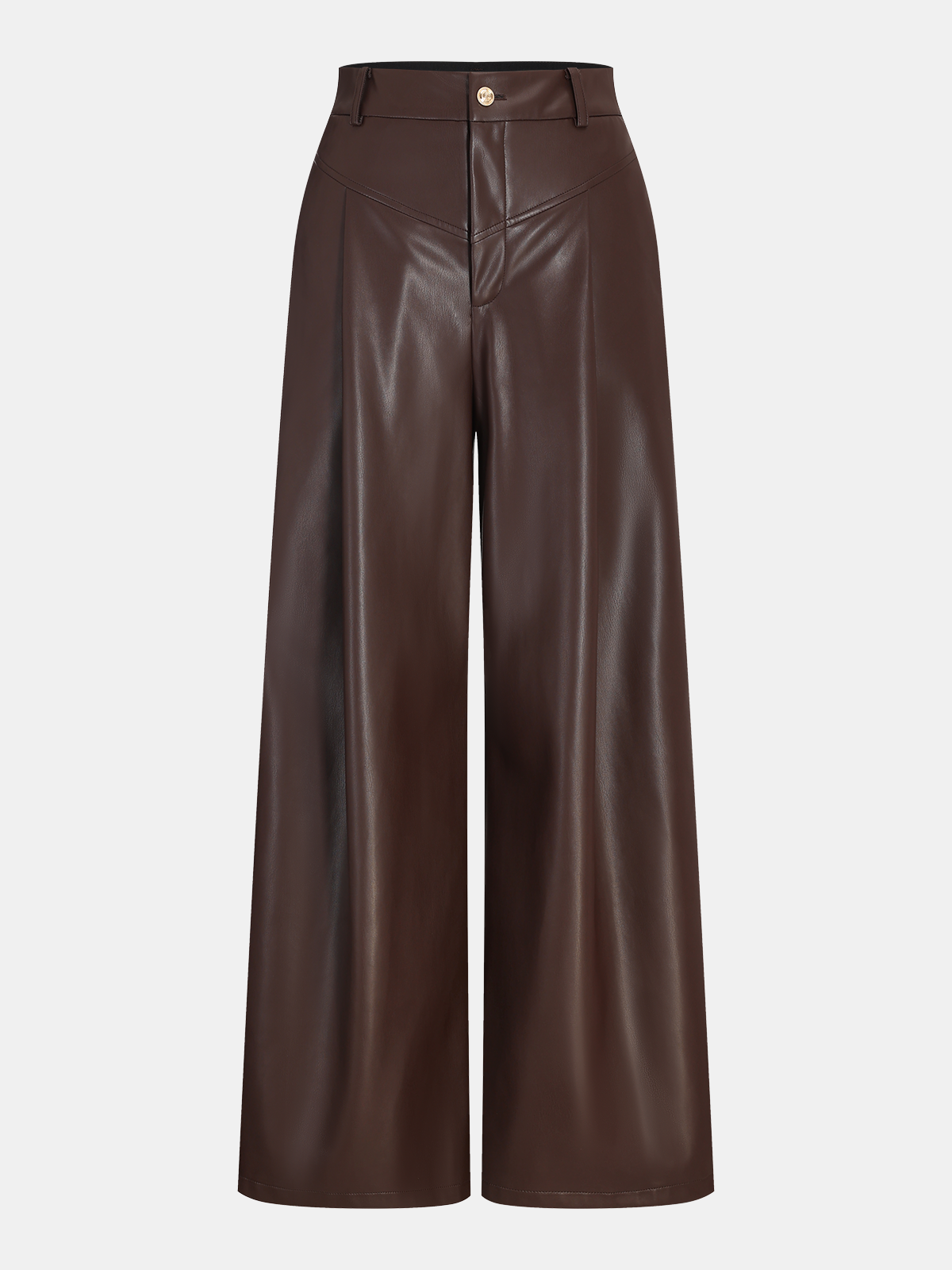 Faux Leather Wide-Leg Pants for Women Trendy High Waist