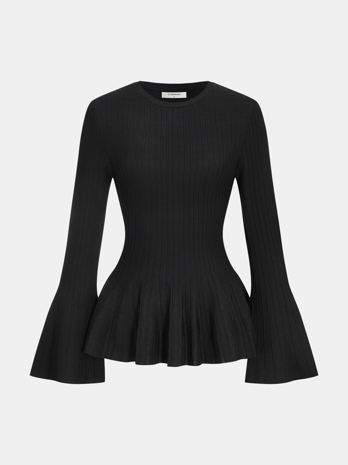 Flared Sleeve Peplum Knit Top for Women Casual Wear