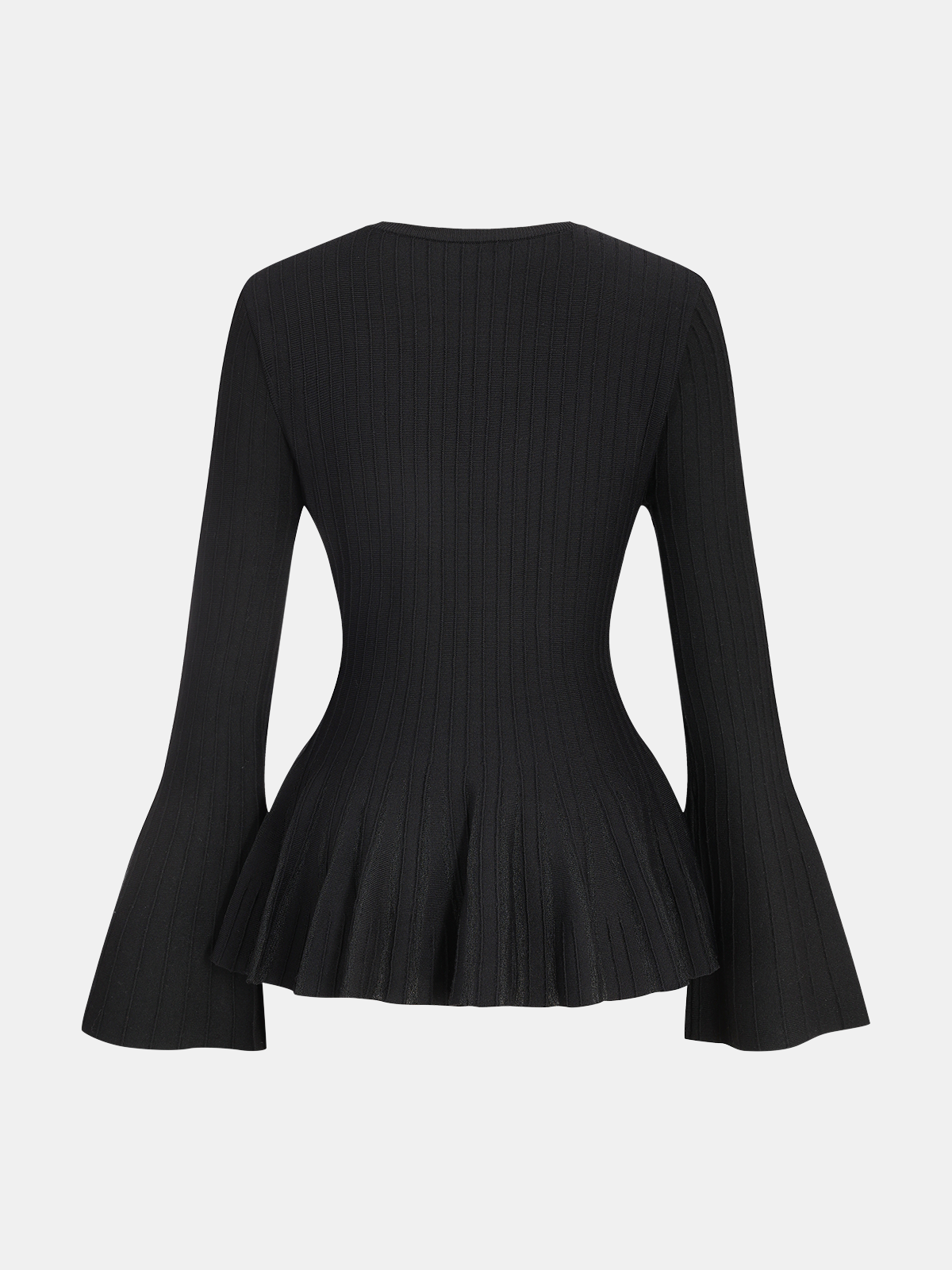 Flared Sleeve Peplum Knit Top for Women Casual Wear