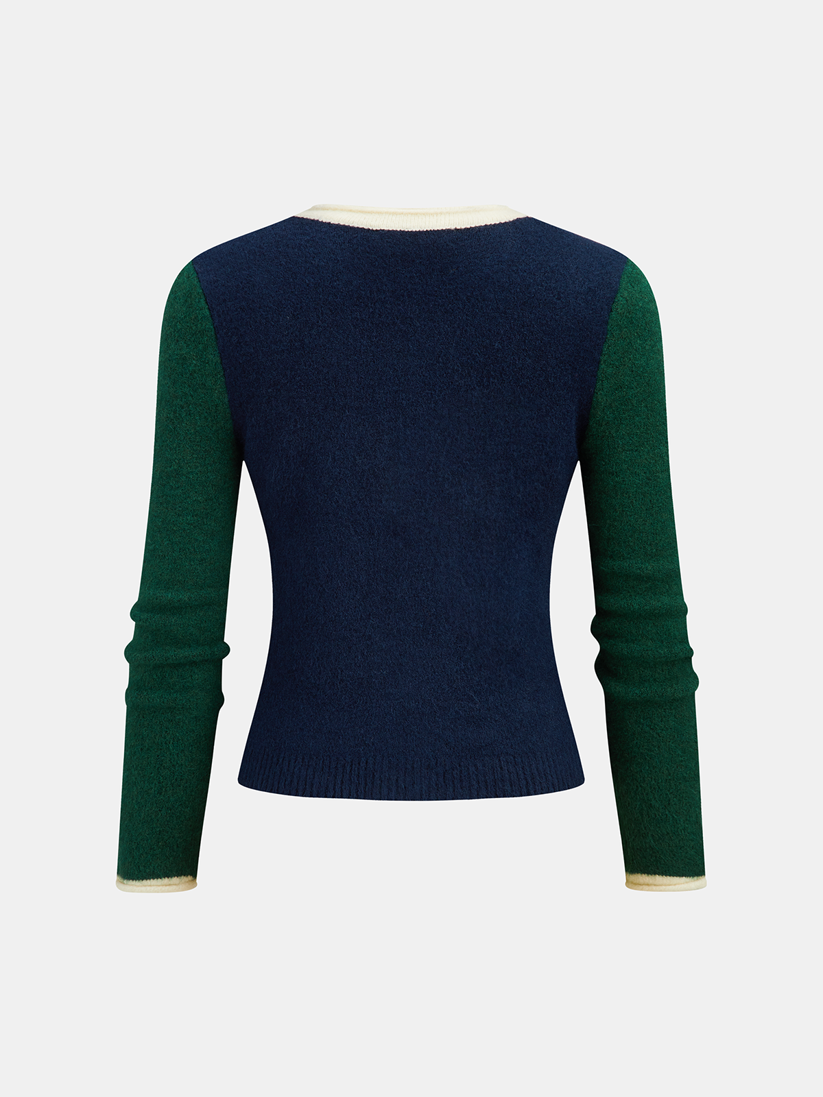 Color Block Button Slim Wool Blend Cardigan for Women, Stylish and Warm