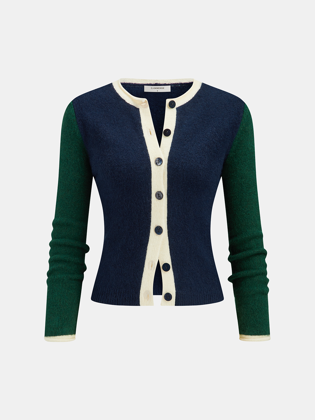 Color Block Button Slim Wool Blend Cardigan for Women, Stylish and Warm