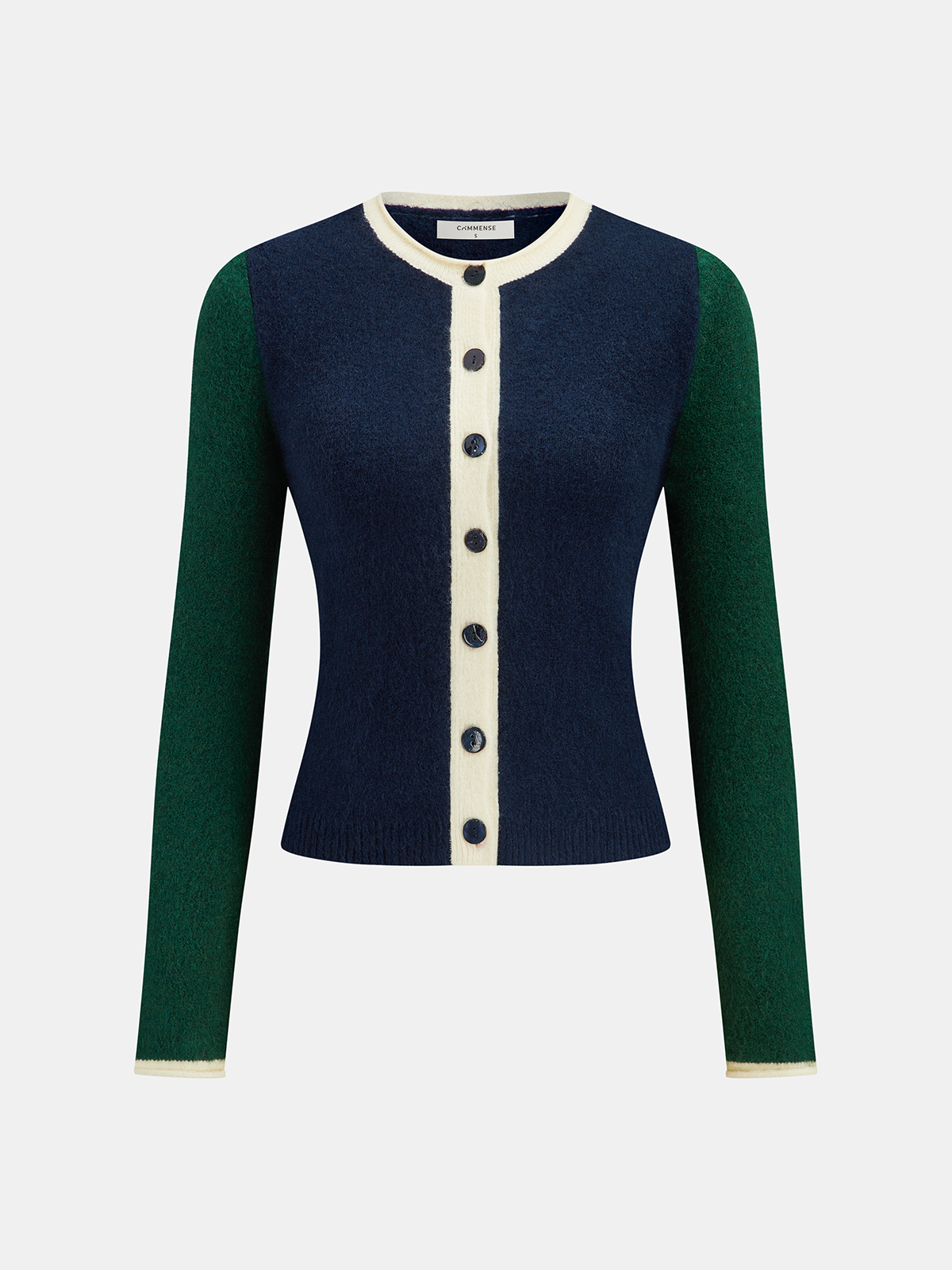 Color Block Button Slim Wool Blend Cardigan for Women, Stylish and Warm