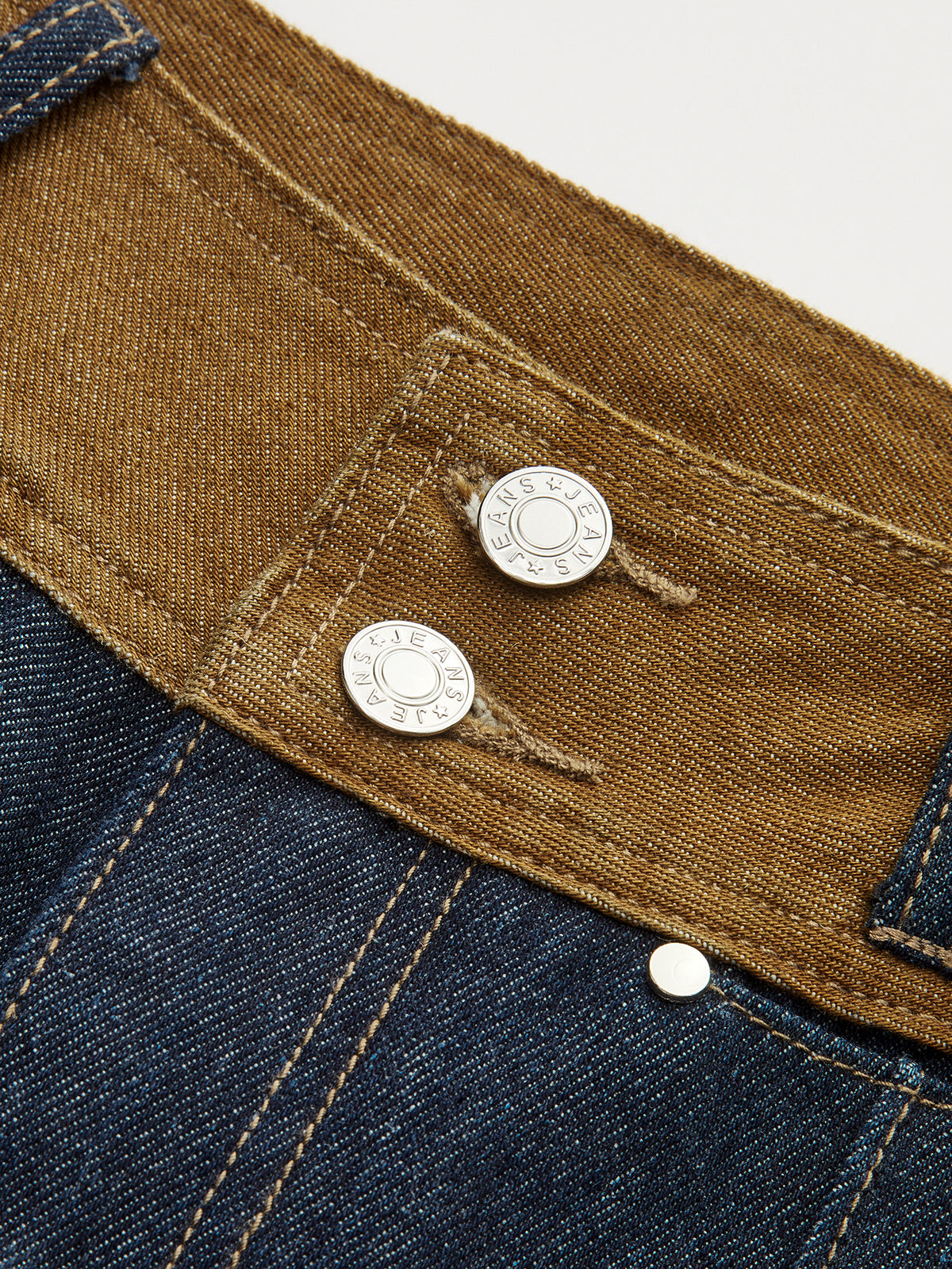 Contrast Waistband High-Waist Denim Straight-Leg Pants for Women