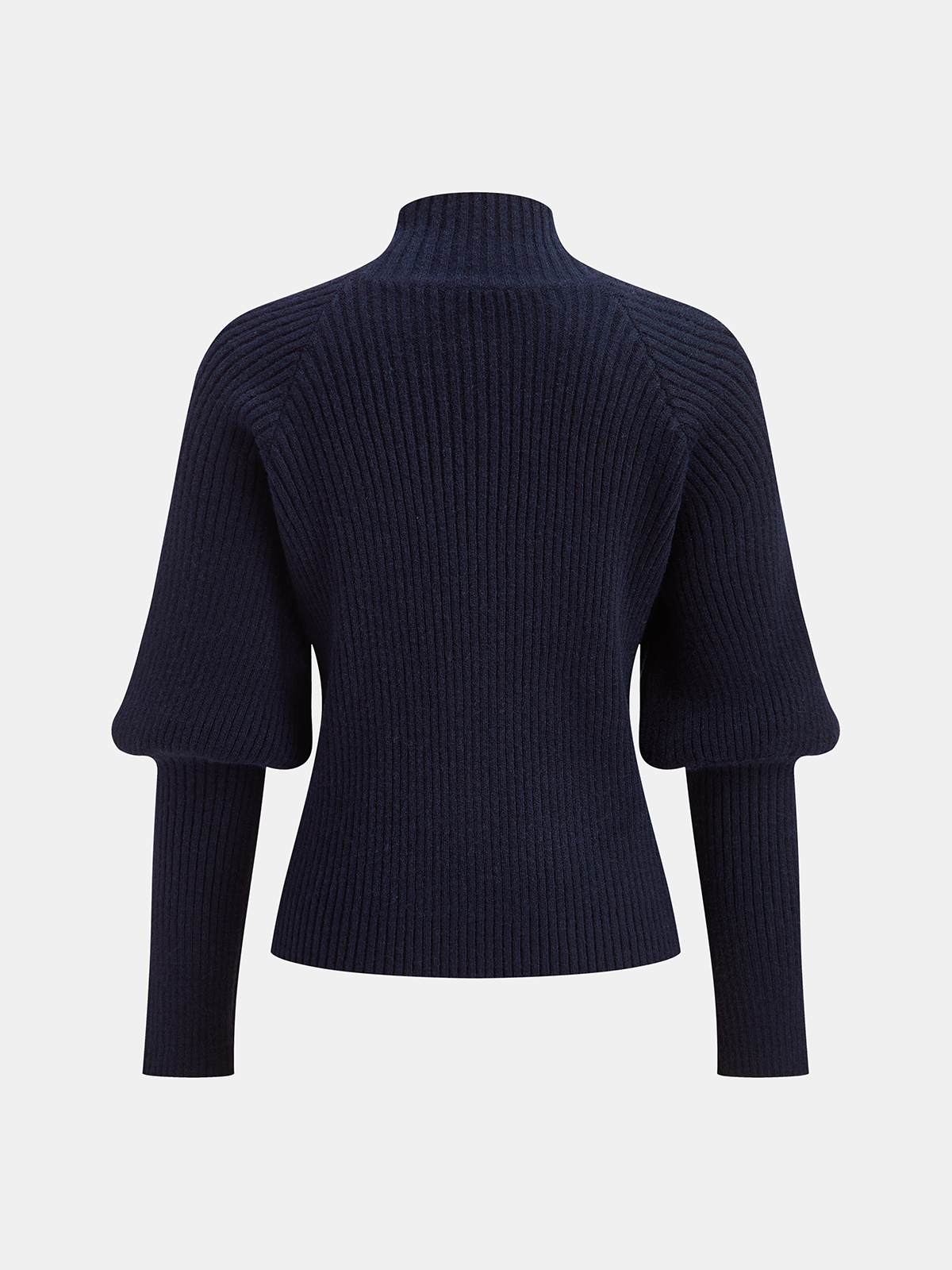 Metal Detail Mock Neck Puff Sleeve Sweater Stylish Fall Winter Fashion