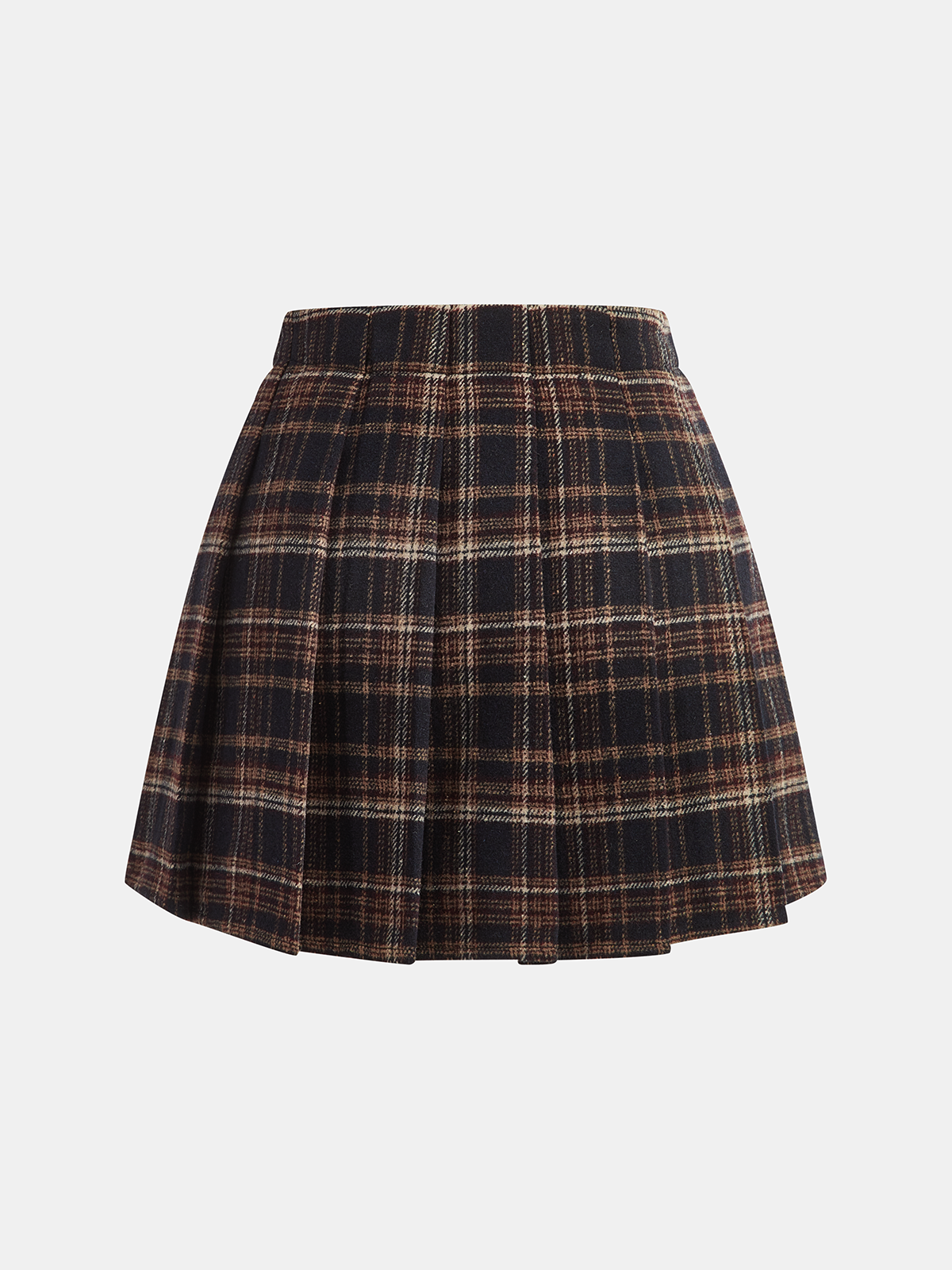 Buckle Detail Plaid Pleated Mini Skirt for School Uniform Look