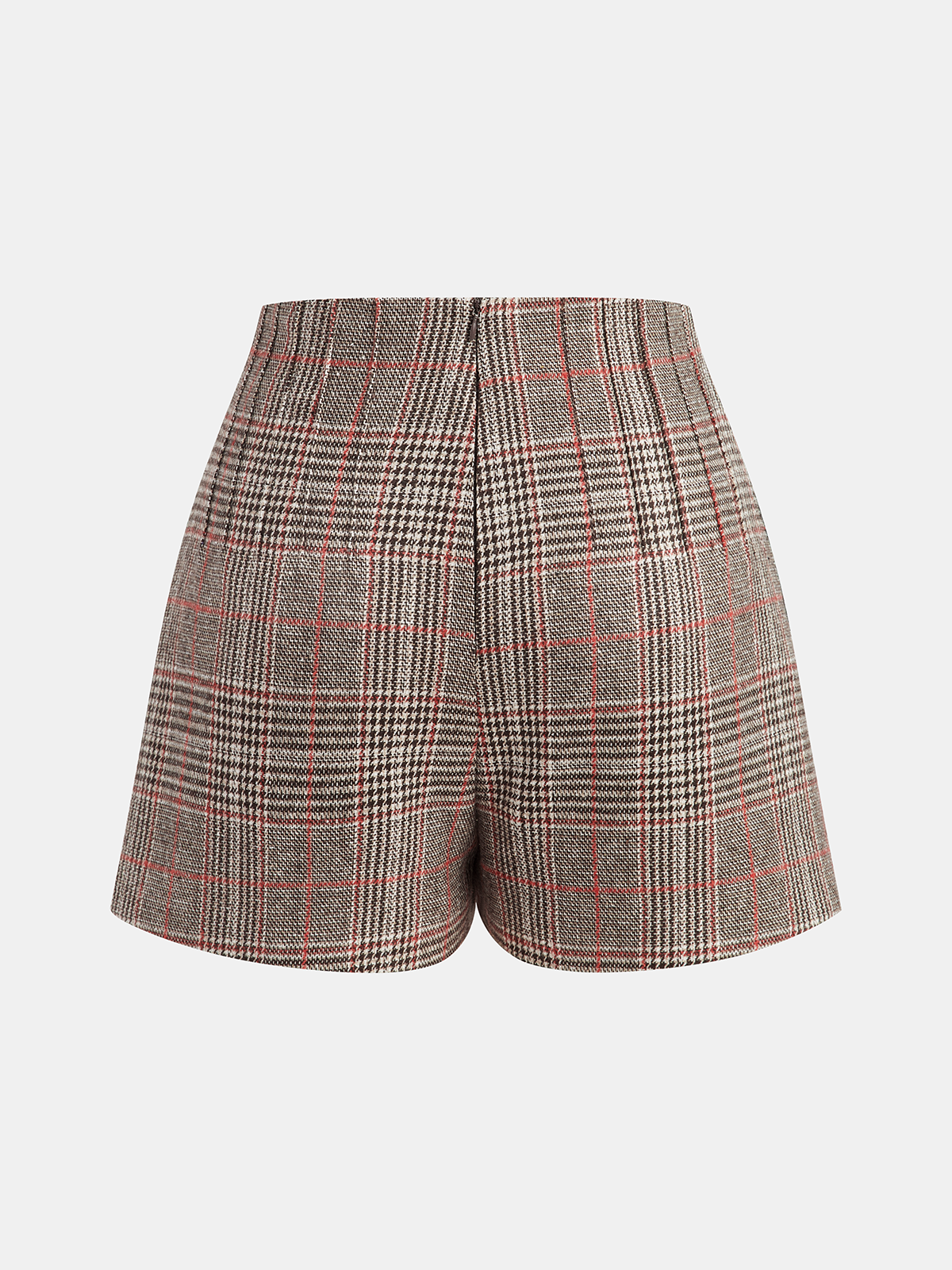 High-Waist Plaid Tweed Shorts for Elegant Office Wear