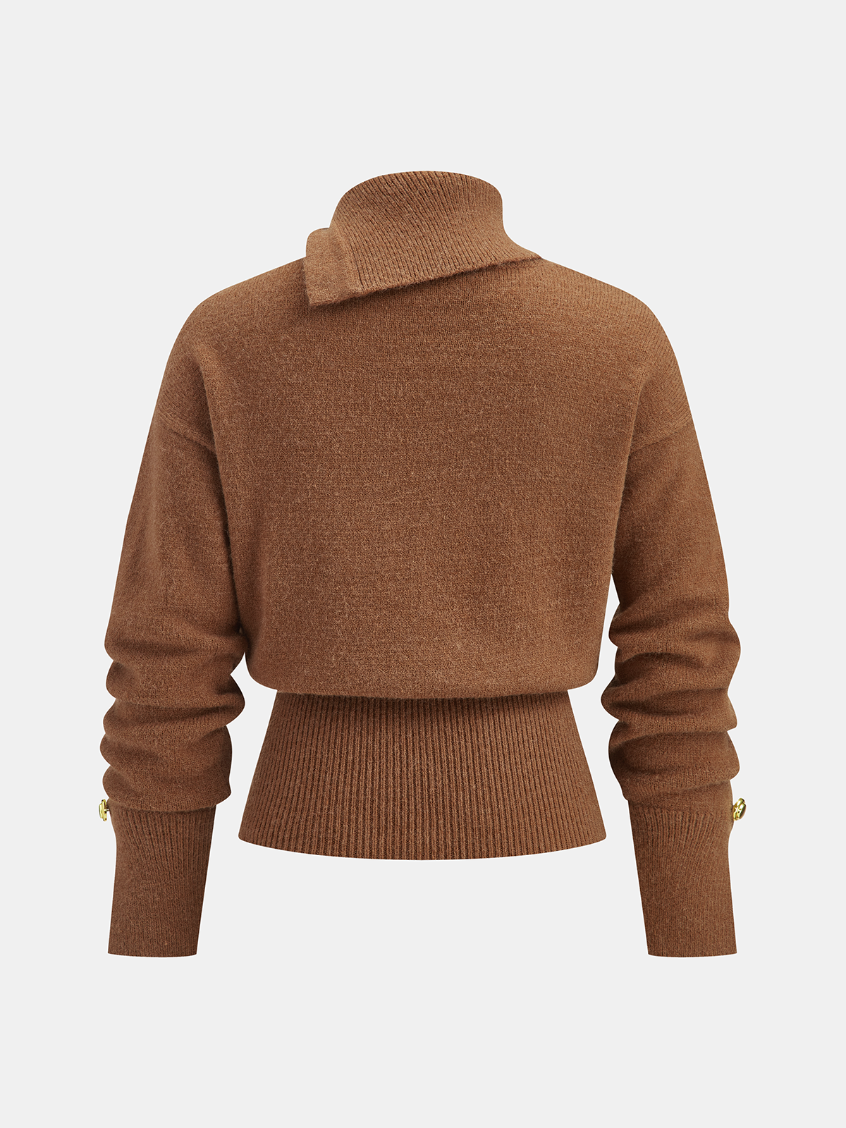 Cinched Waist Asymmetrical Turtleneck Sweater for Women in Winter Fashion