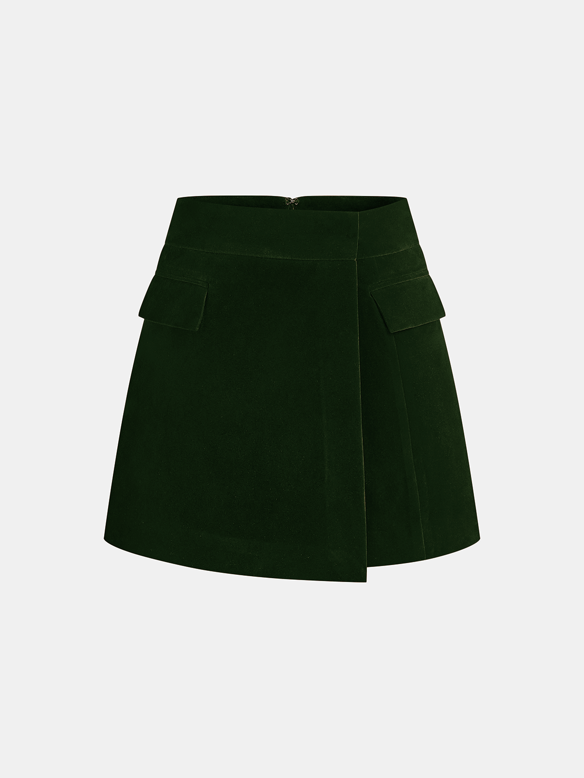 Corduroy Asymmetric Mini Skirt with Button Detail