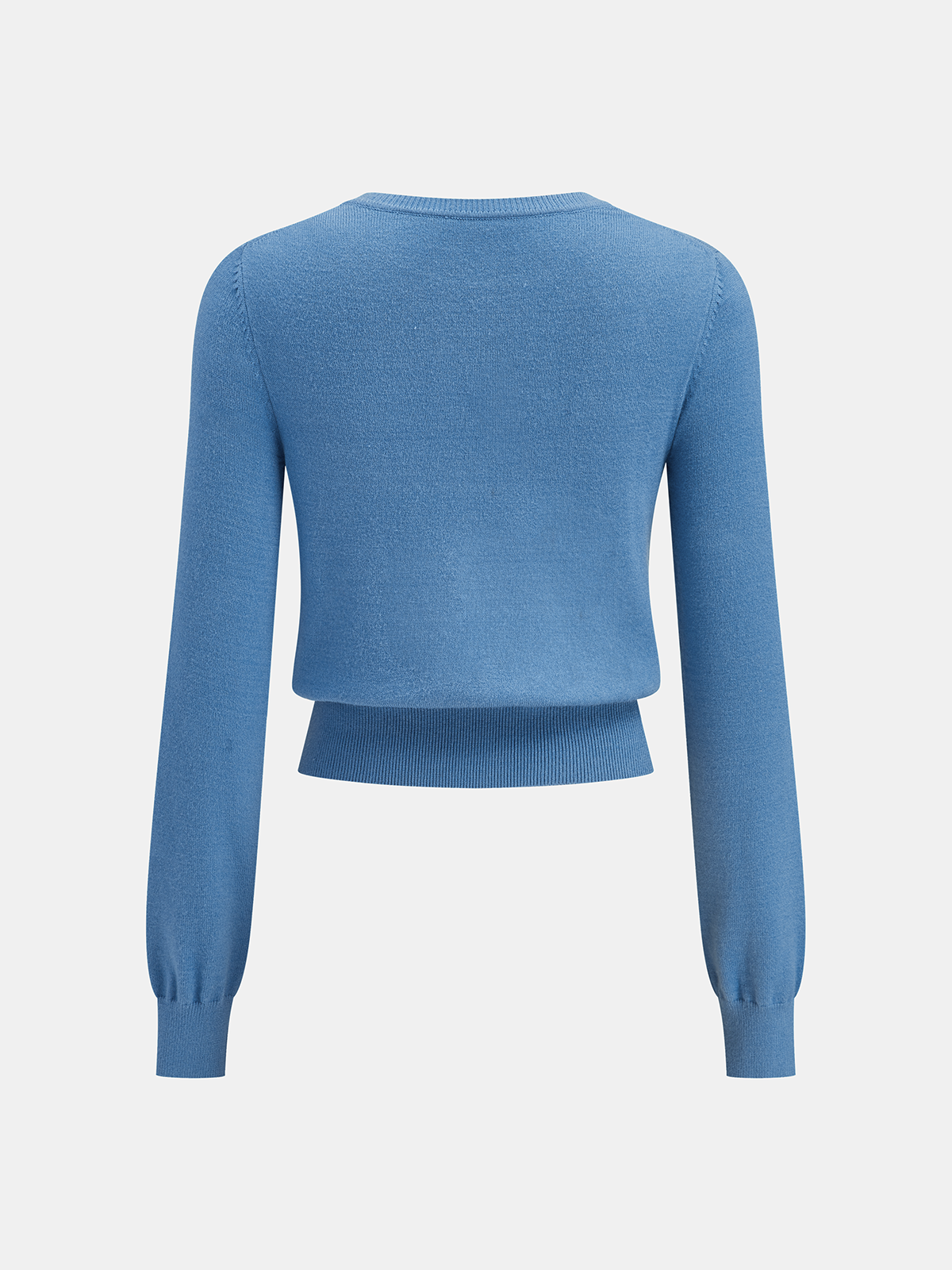 Asymmetrical Metal Button Knit Top with Long Sleeves and Casual Fit