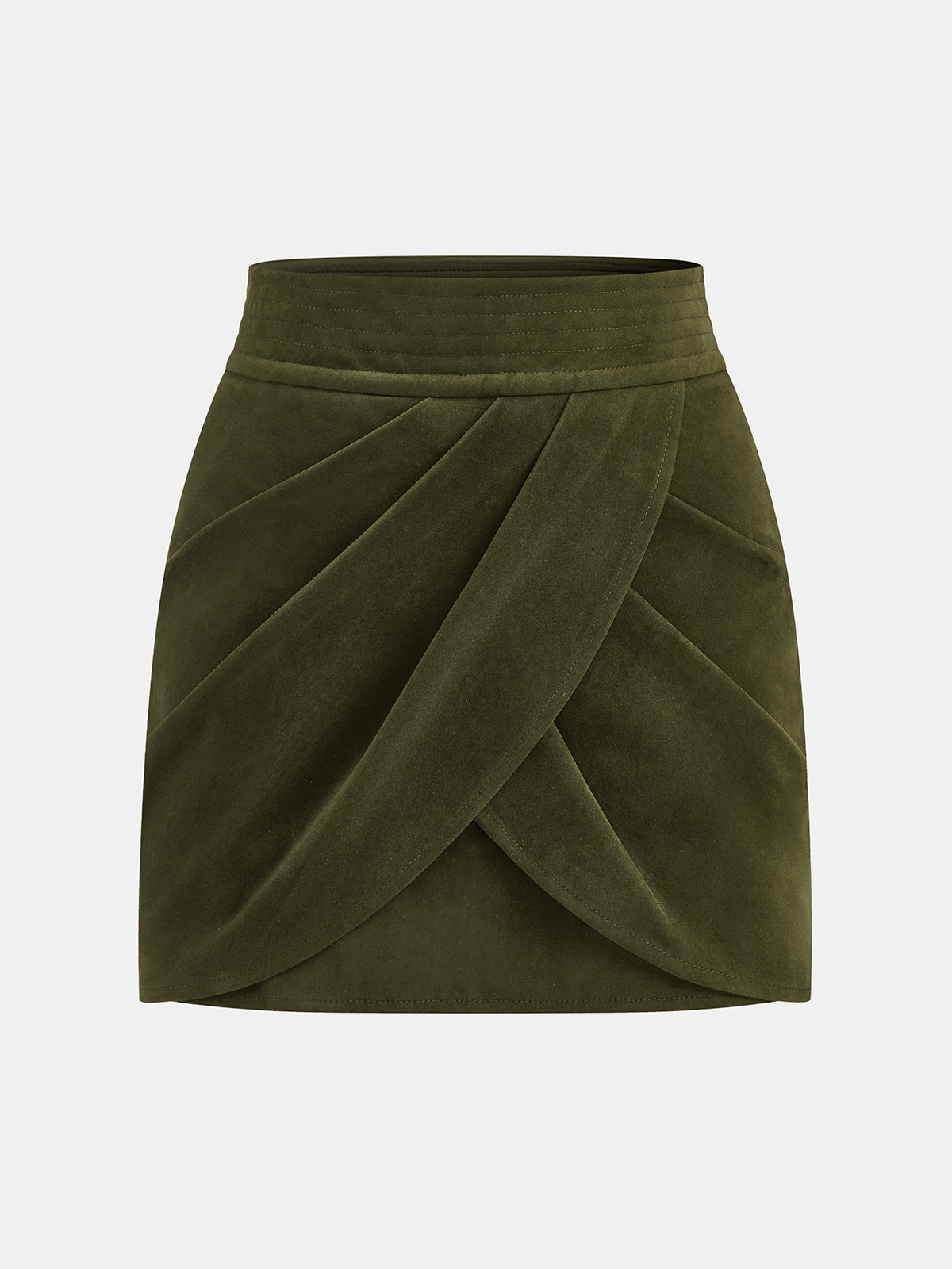 Asymmetric Pleated Suede Effect Mini Skirt Trendy Women's Fashion Casual