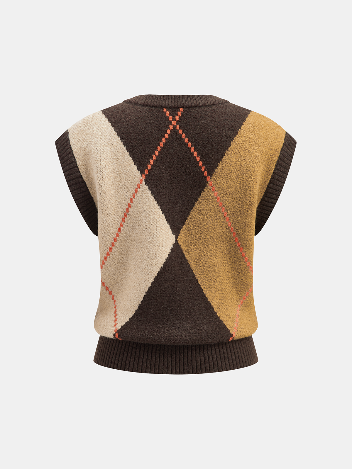 Color-Block Argyle Knit Sleeveless Vest for Preppy Golf Style