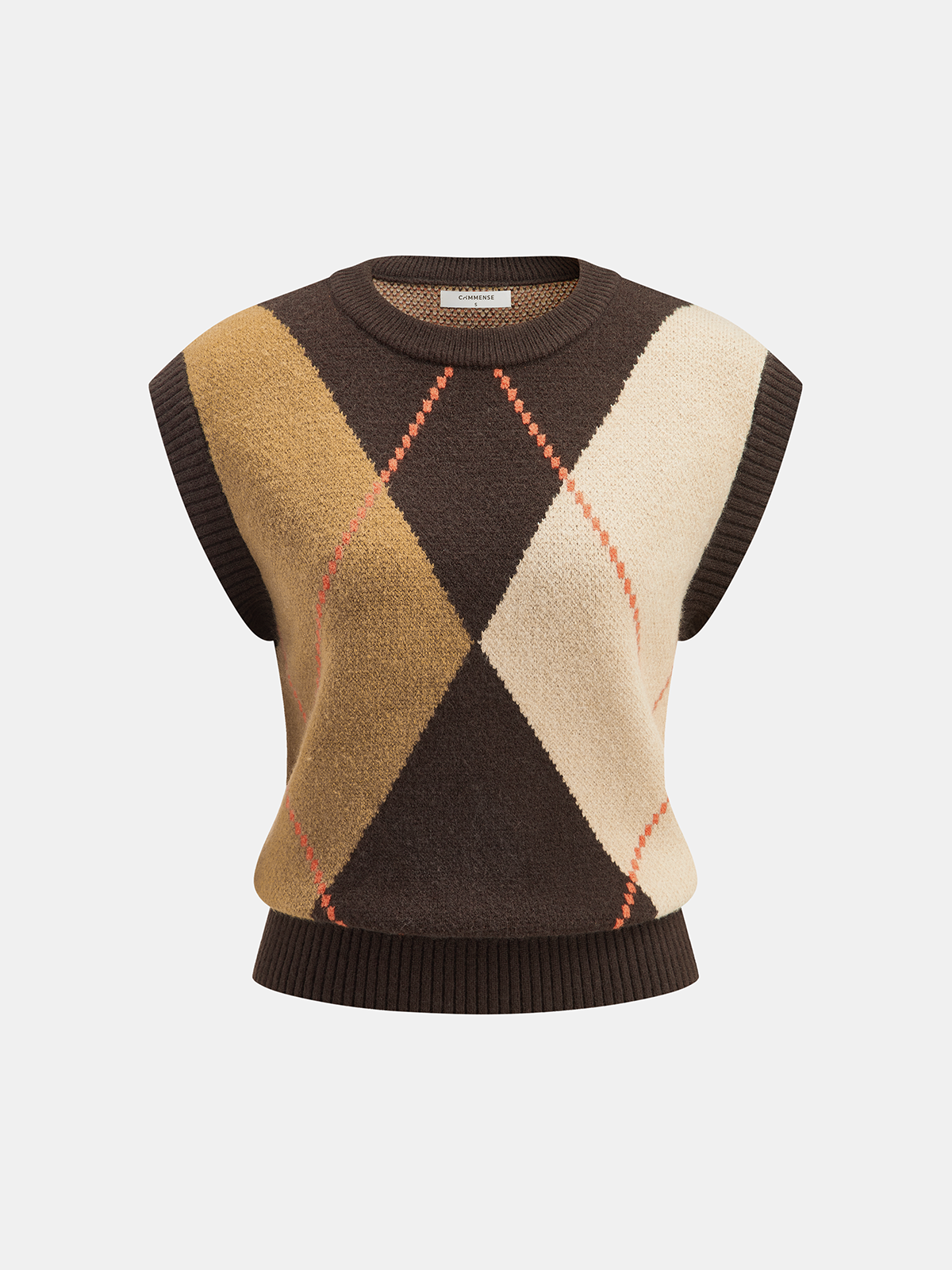 Color-Block Argyle Knit Sleeveless Vest for Preppy Golf Style