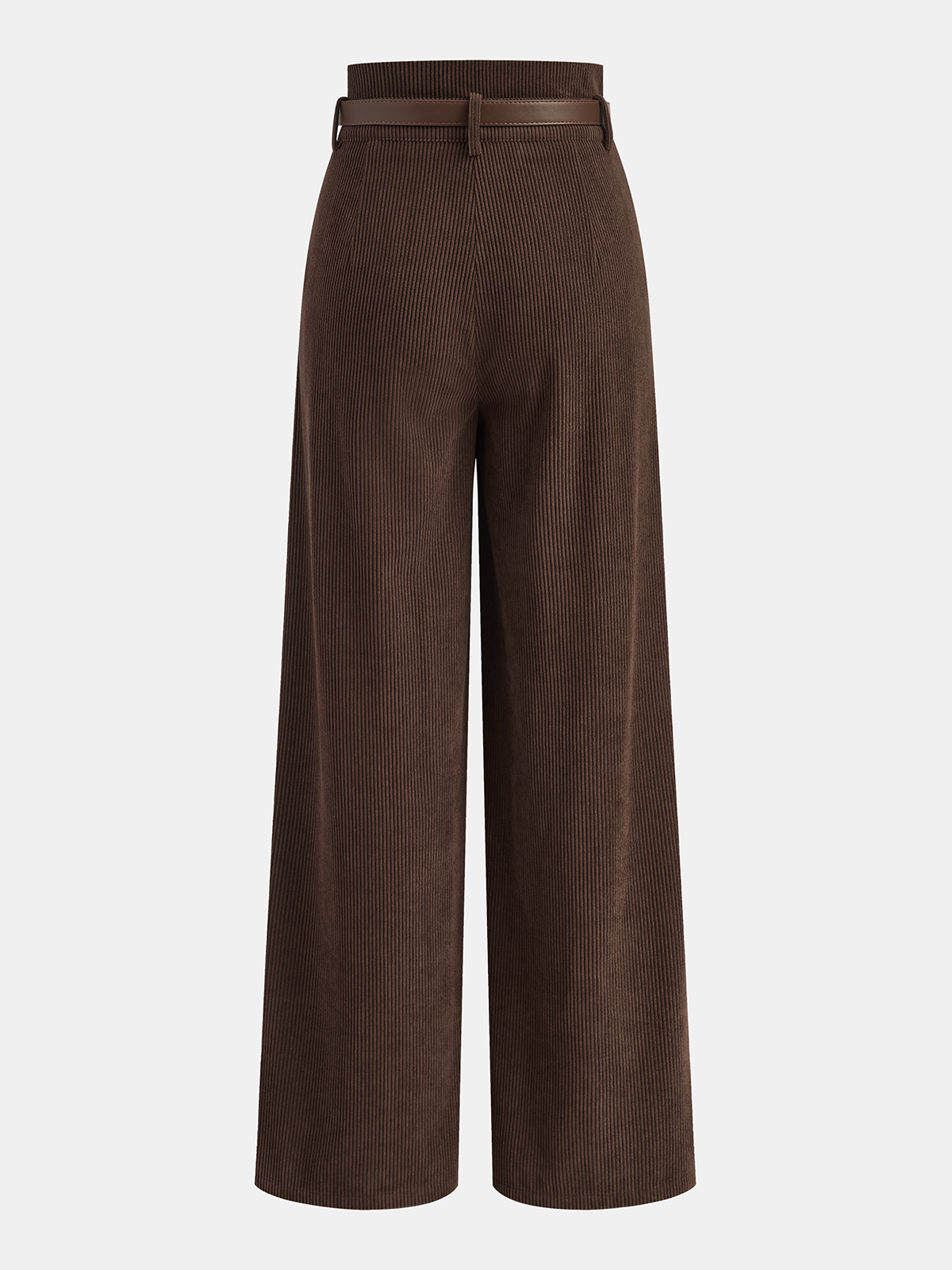 Belted Corduroy High-Waist Pants for Women Casual Fit