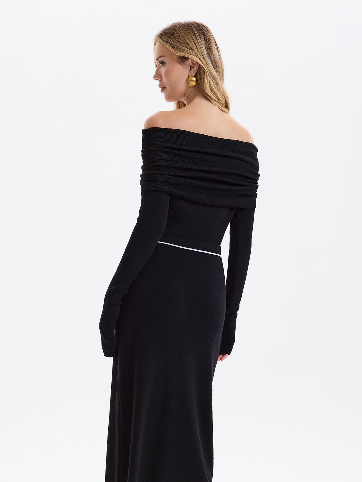 Wool-Blend Off-Shoulder Knit Top | Soft Cozy Winter Apparel