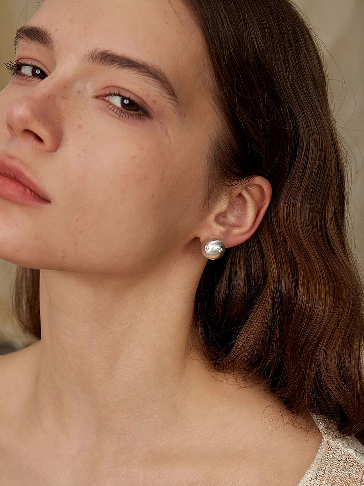 Star-Detail Double-Pearl Earrings Elegant Bridal Fashion Accessory