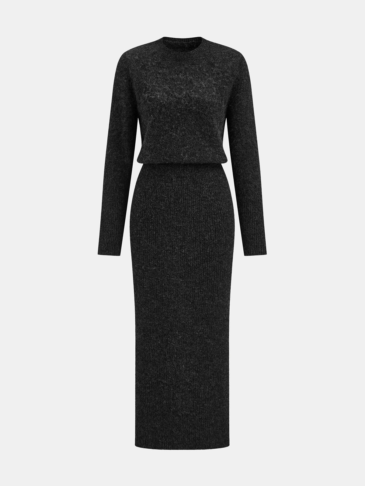 Wool-Blend Fuzzy Midi Dress for Women Casual Fall