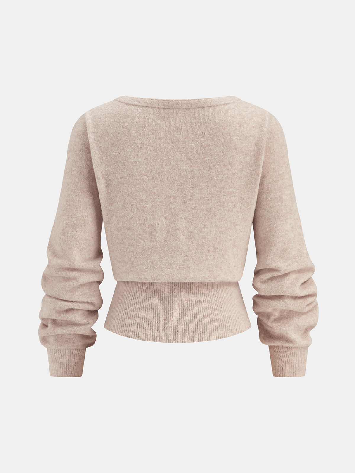 3D Floral Embellished Cinched-Waist Knit Top for Women, Elegant Casual Wear