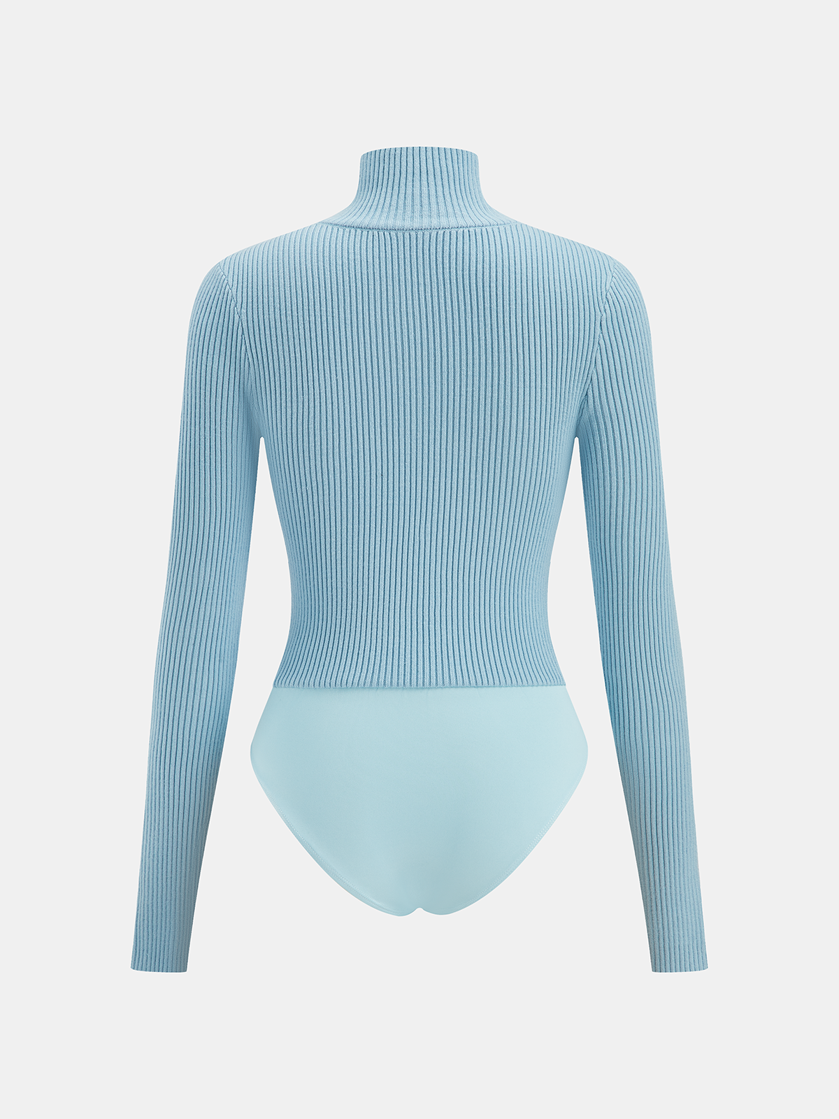Turtleneck Rib-Knit Bodysuit Stretch Fit Long Sleeve