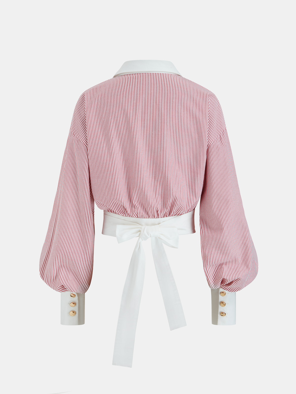 Color-Block Striped Tie-Waist Shirt for Women, Casual Long Sleeve Style